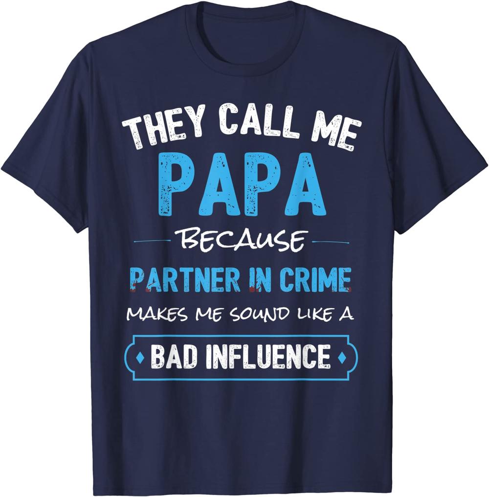 Funny Grandpa Shirts, Papa Partner In Crime Dad T-Shirt