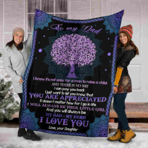 To My Dad – Violet Tree Mandala – My Dad My Hero I Love You Blanket 90LoveHome