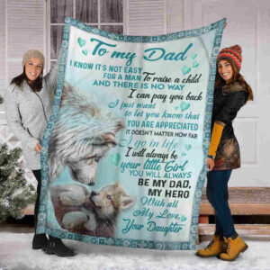 To My Dad – White Wolf Blanket – My Dad My Hero Blanket 90LoveHome
