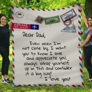 Dear Dad I Love You Letter Fleece Blanket From Son And Daughter