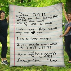Dear Dad Thank You For Being My Best Dad Ever Paper Fleece Blanket From Son And Daughter