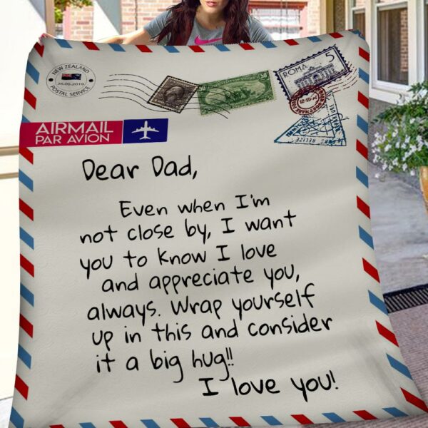 Dear Dad I Love You Letter Fleece Blanket From Son And Daughter