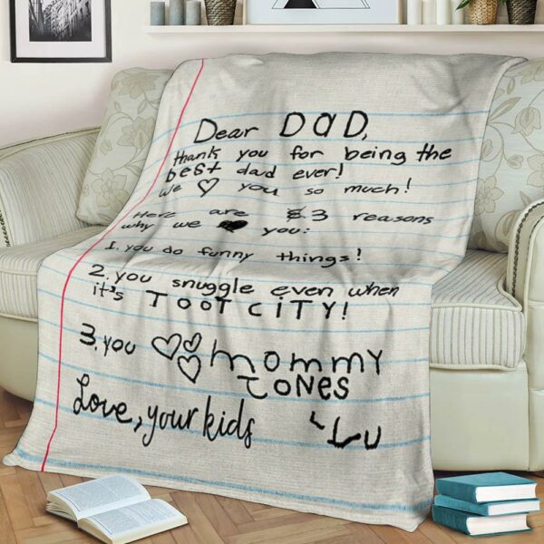 Dear Dad Thank You For Being My Best Dad Ever Paper Fleece Blanket From Son And Daughter